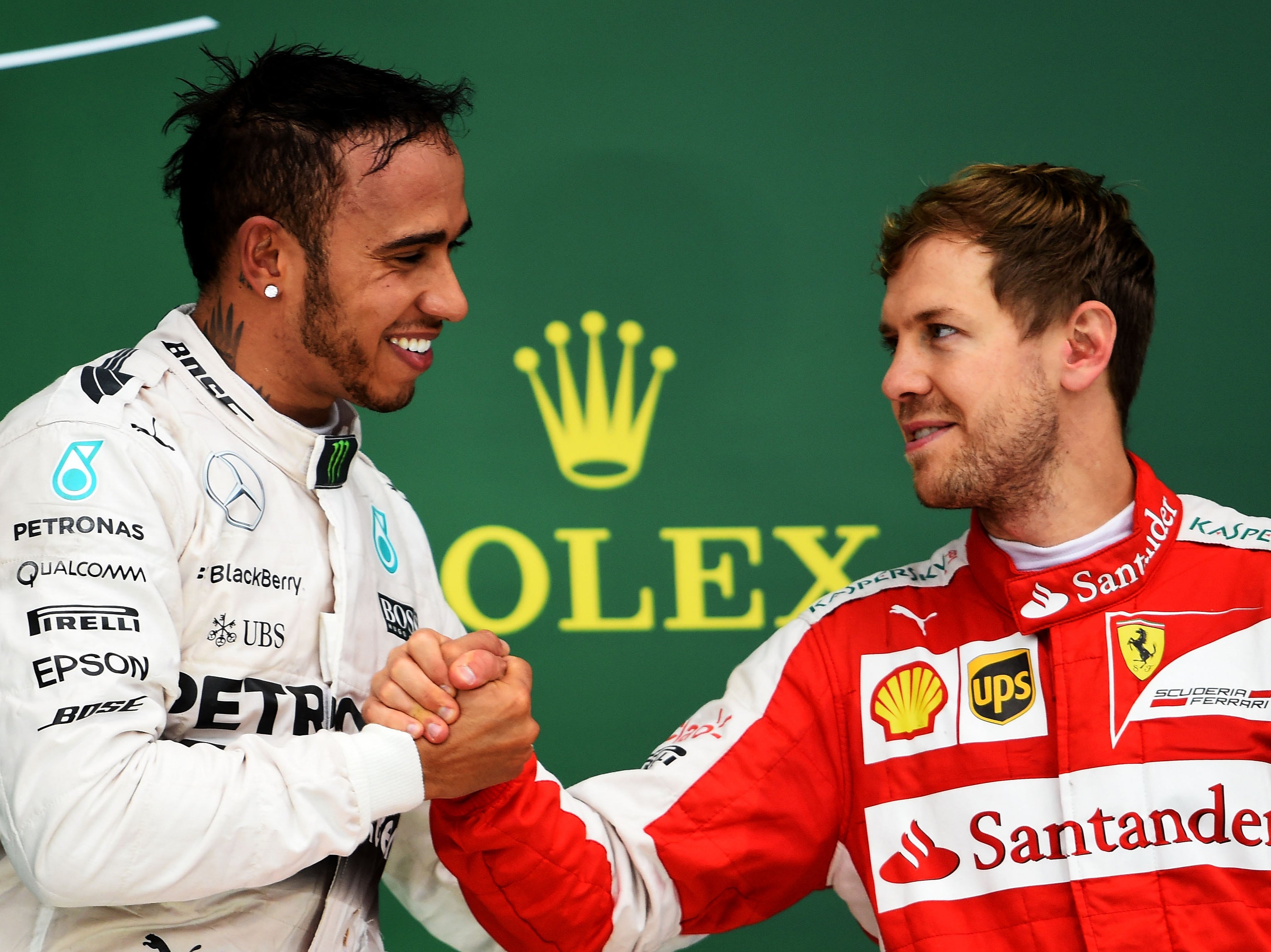 Lewis Hamilton (left) and Sebastian Vettel in 2015