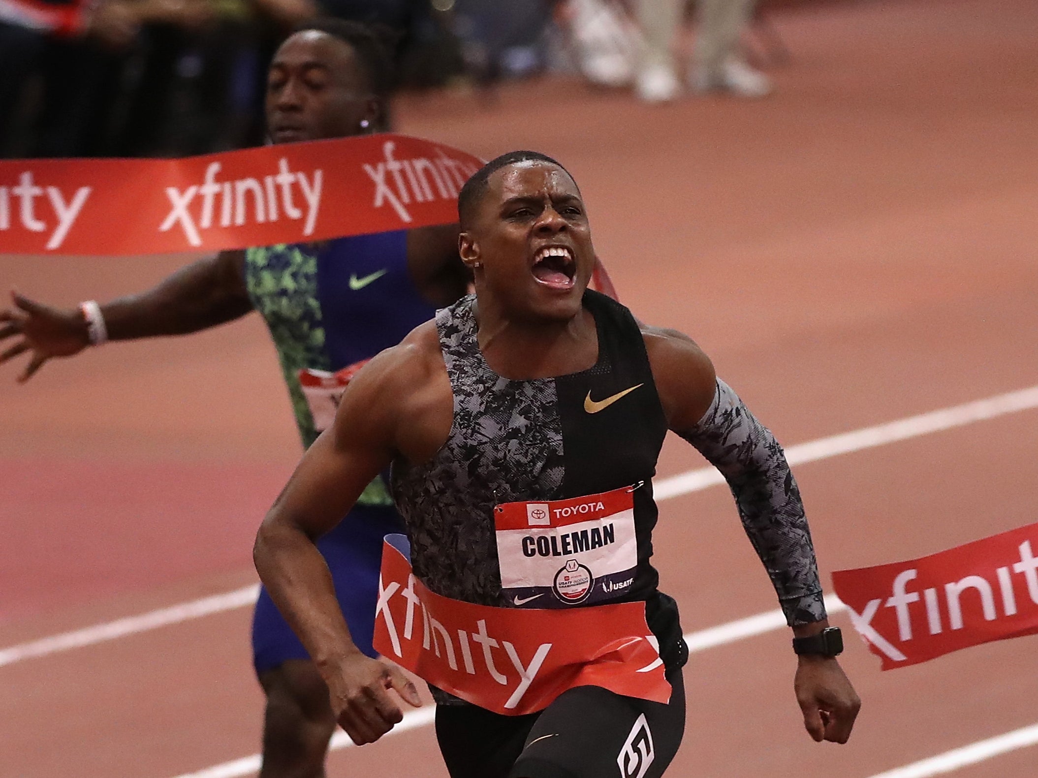 Christian Coleman of the United States in action in February 2020