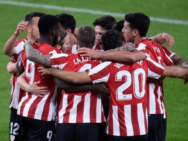 <p>Athletic Club celebrate a goal by Inaki Williams</p>