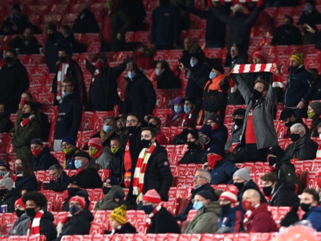 Arsenal supporters at the Emirates Stadium