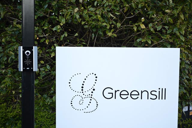 <p>Signage is seen outside the offices of collapsed finance firm Greensill near Warrington, northwest England</p>