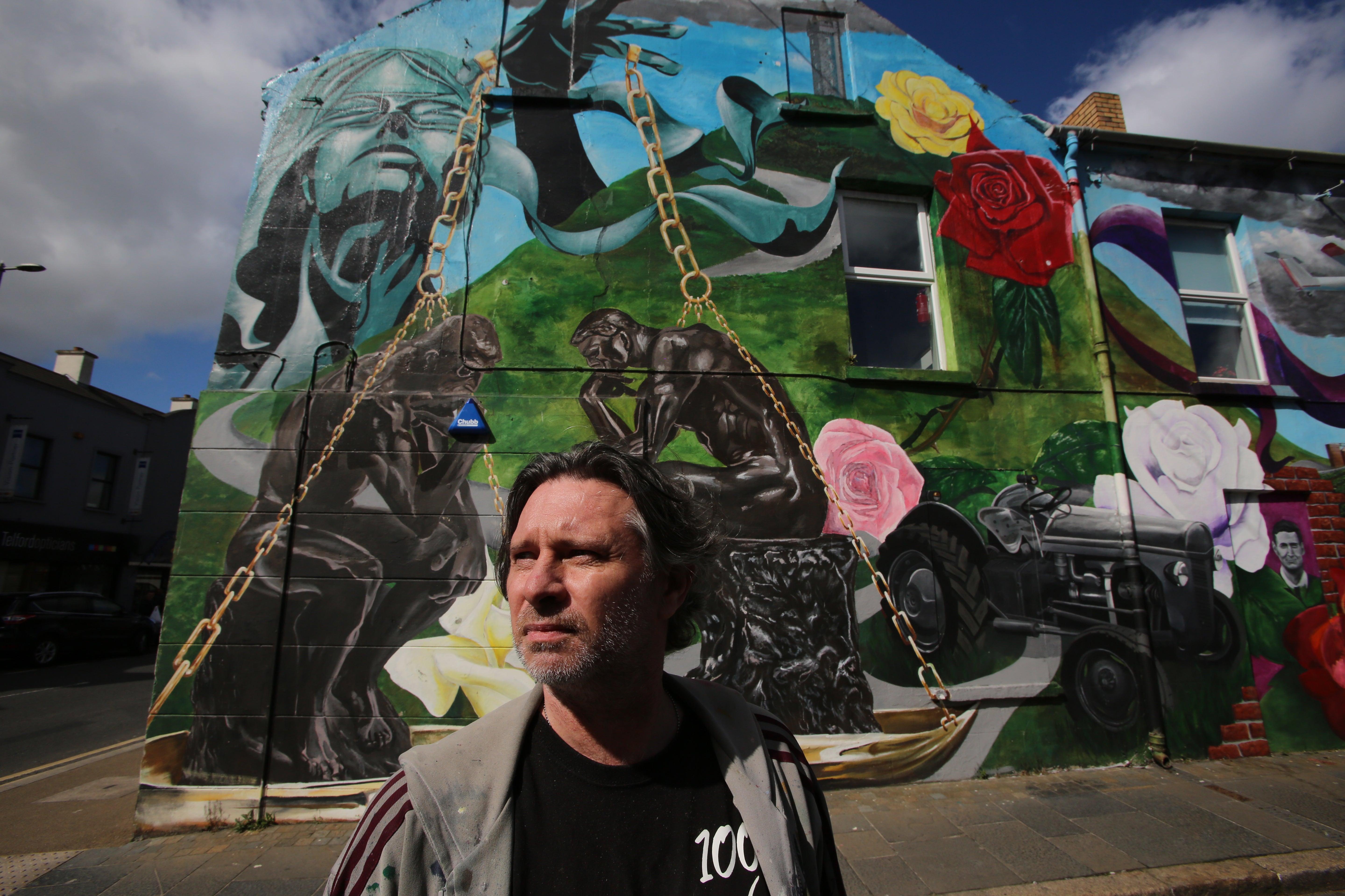 Ervine stands in front of his latest commission in the County Down town of Newtownards