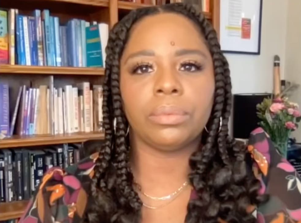 Patrisse Cullors hablando el jueves