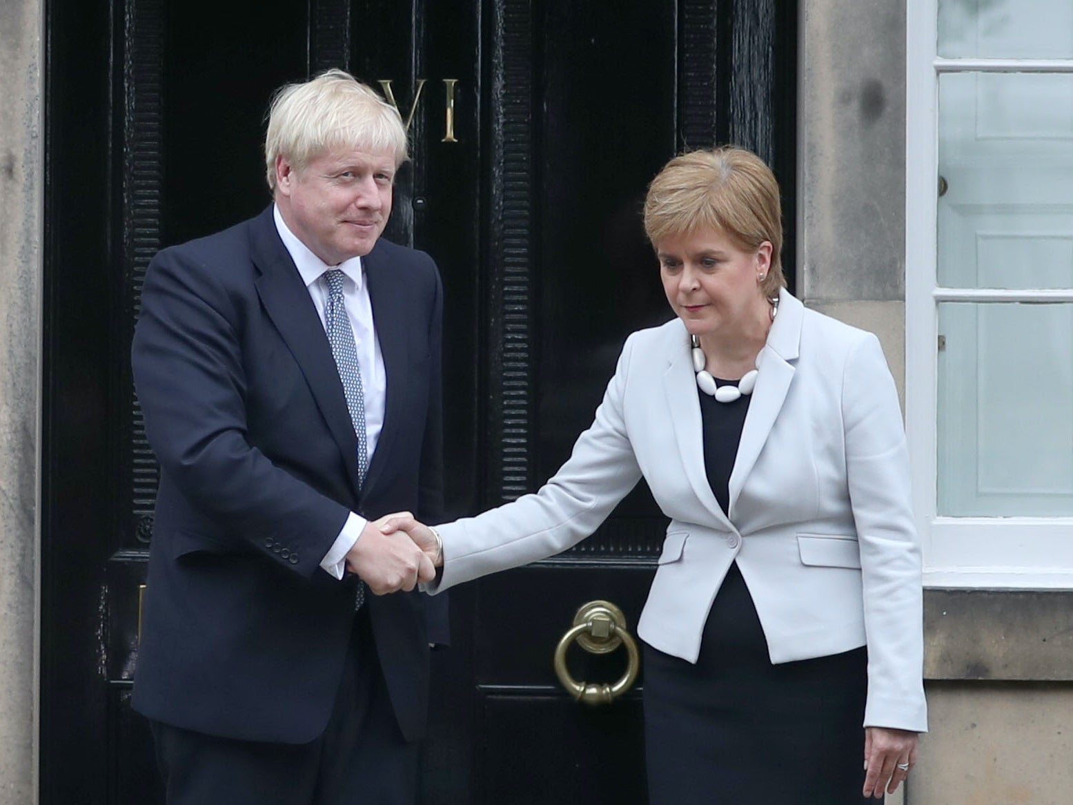 Nicola Sturgeon with Boris Johnson at Bute House in 2019