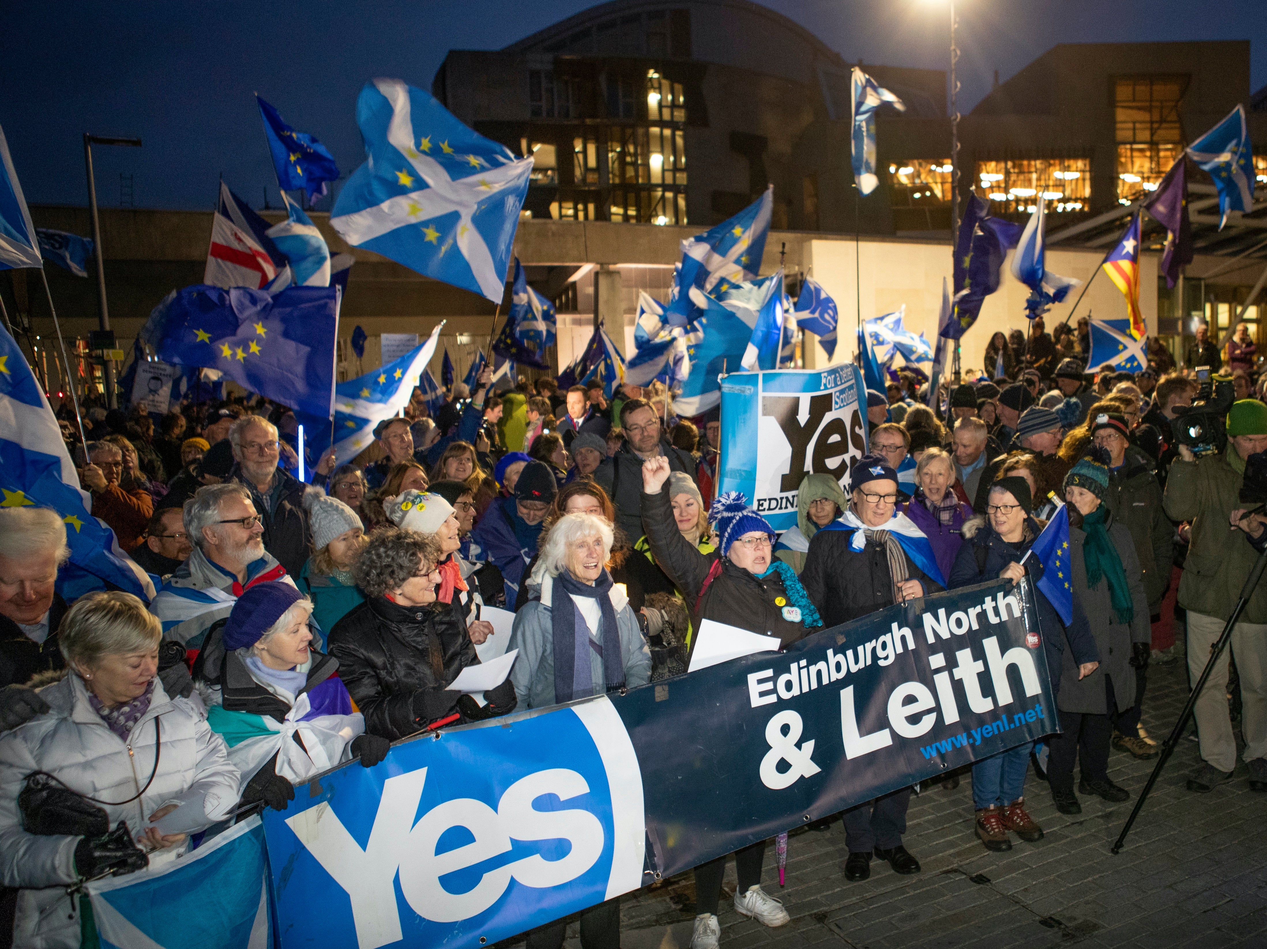 Independence supporters stage protest outside Scottish parliament last year