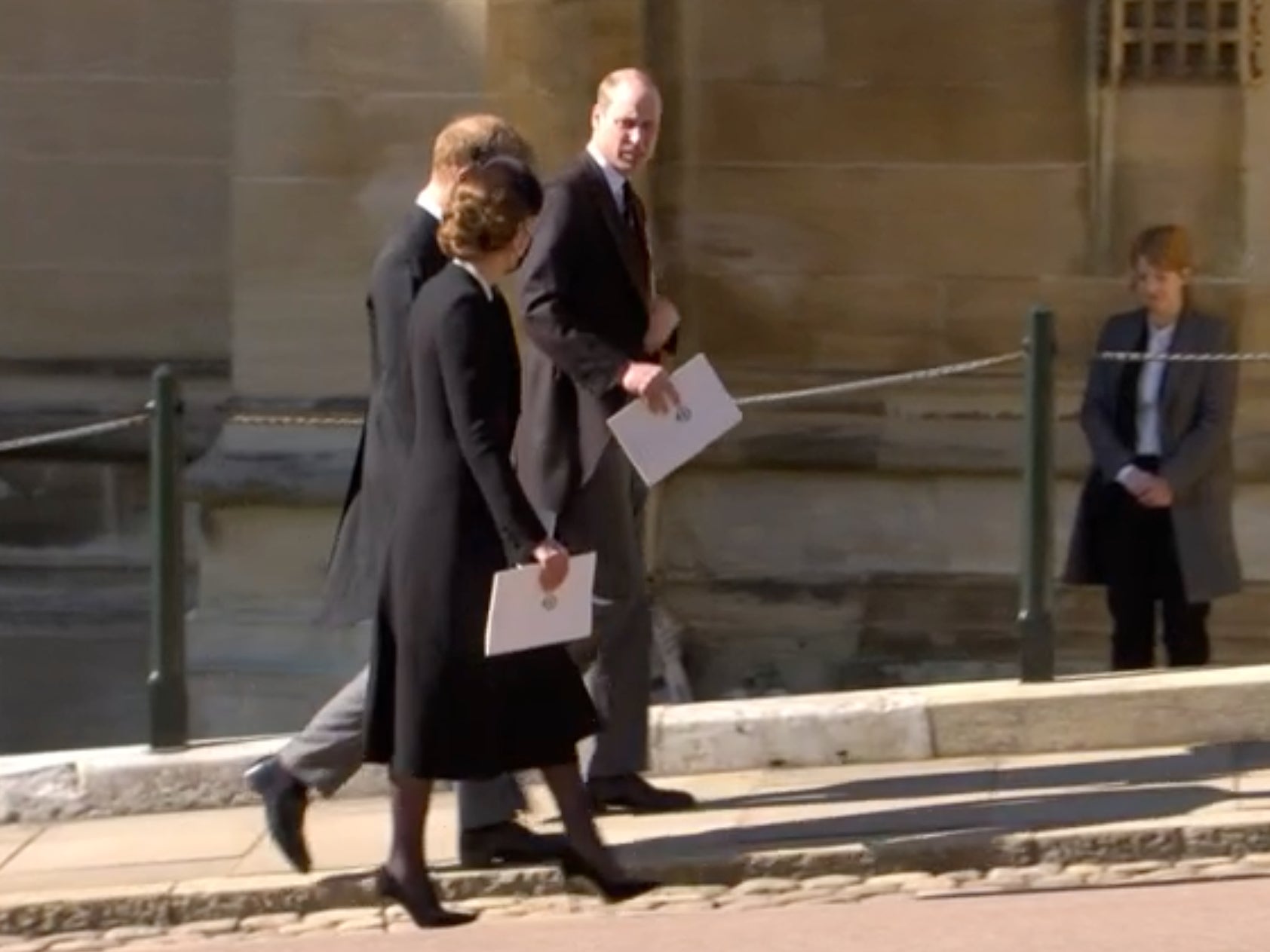 Harry, William and Kate leaving funeral together