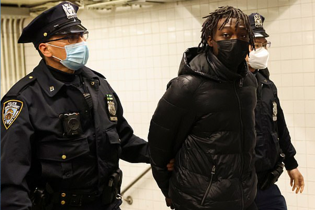 <p>Saadiq Teague, 18, was charged with several counts after he pulled out an AK-47 on the platform at New York’s Time Square subway station on Friday</p>