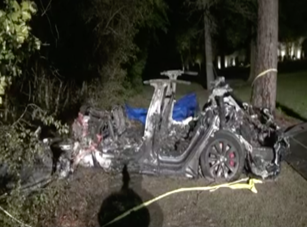 Tesla Crash No One Driving Vehicle In Fiery Collision That Left Two Dead Officials Say The Independent