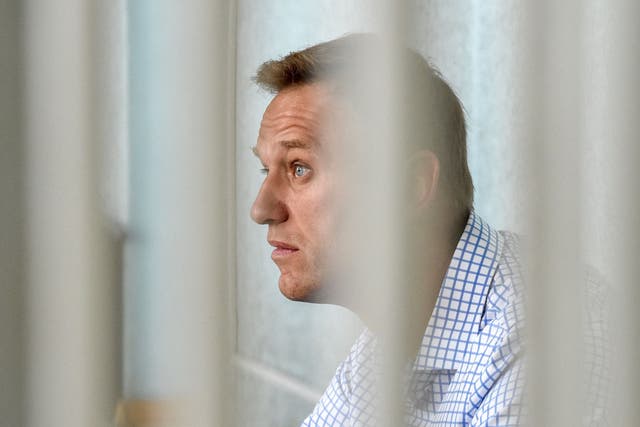 <p>In this file photo taken on June 24, 2019 Russian opposition leader Alexei Navalny attends a hearing at a court in Moscow</p>