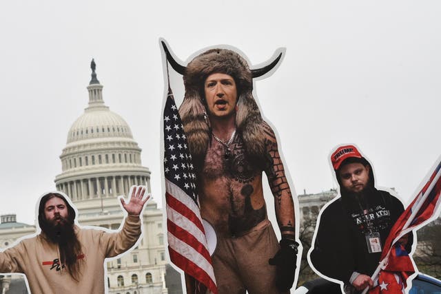 <p>File image: An effigy of Facebook CEO, Mark Zuckerberg (C), dressed as a 6 January, 2021, insurrectionist is placed near the US Capitol in Washington, DC, on25  March, 2021. Protester set up effigies of Big Tech CEO's as the US Congress holds hearings March 25 about the spread of disinformation and misinformation on their platforms</p>