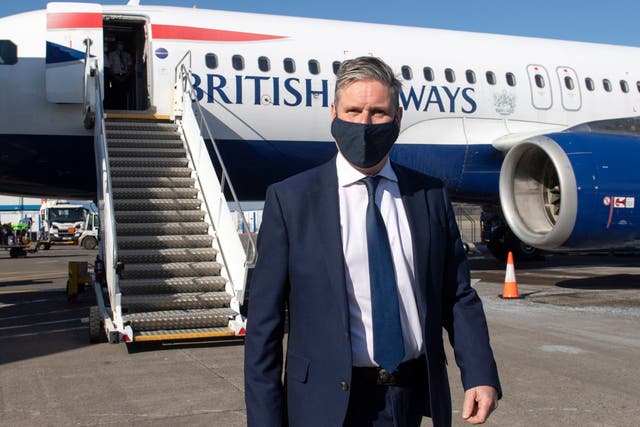 Labour leader Sir Keir Starmer during his visit to Edinburgh Airport to talk about Scottish Labour’s offer for jobs