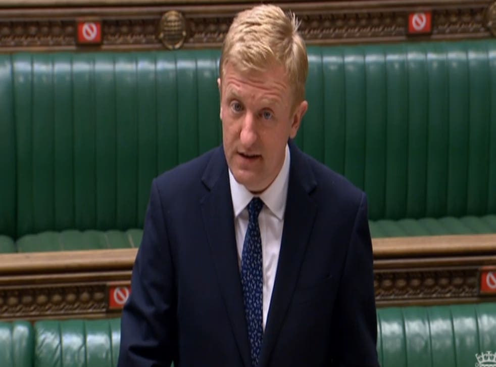 <p>Culture secretary Oliver Dowden speaking in parliament on Monday</p>