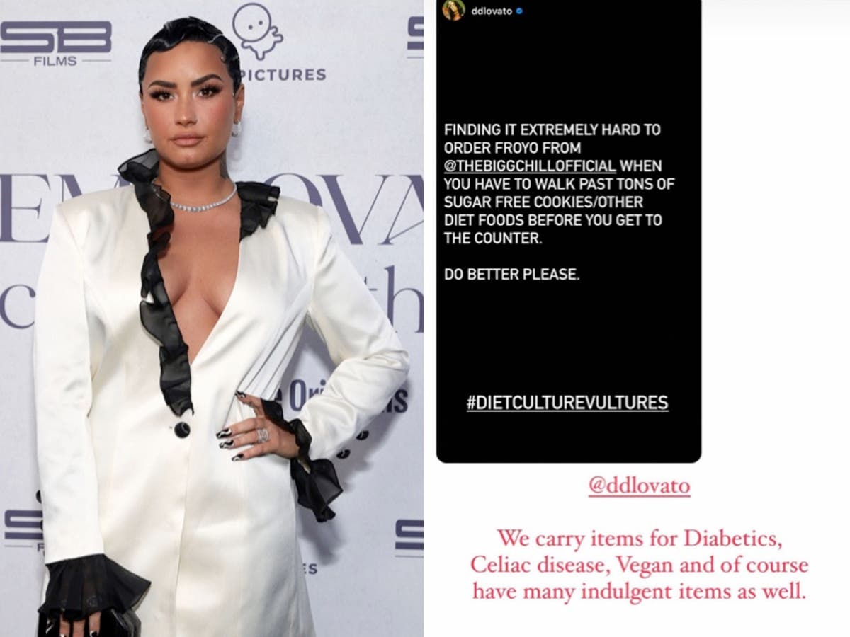 Demi Lovato accuses frozen yoghurt shop of promoting &lsquo;diet culture&rsquo;