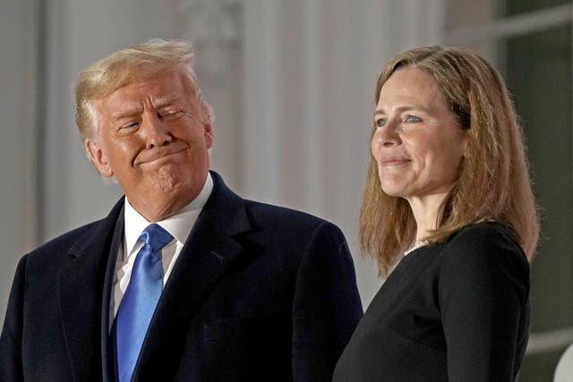 <p>Donald Trump said on Monday he was ‘disappointed’ with the justices he elevated to the Supreme Court during his tenure, including Amy Coney Barrett.</p>