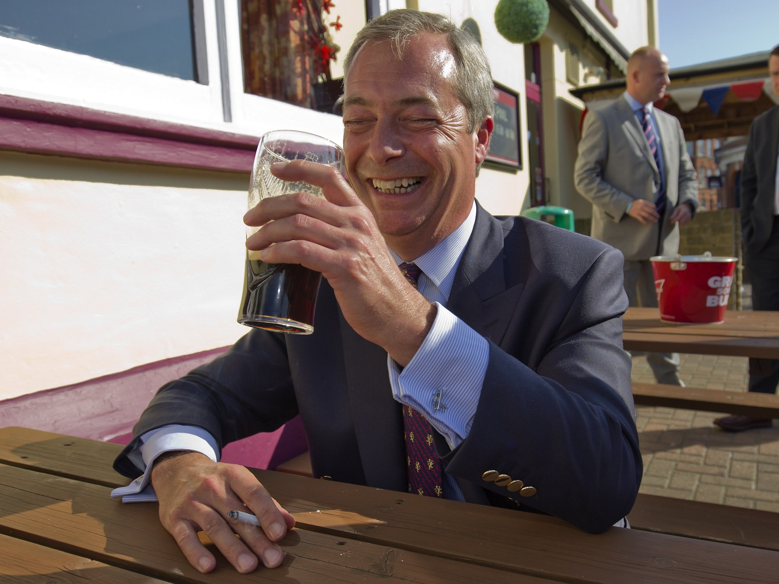 Farage outside a pub in Margate in 2015