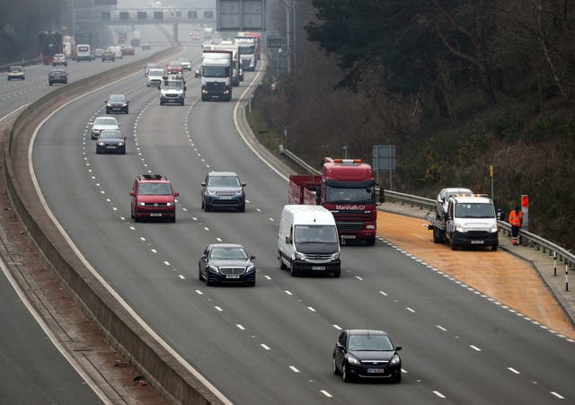 The M3 smart motorway near Camberley in Surrey