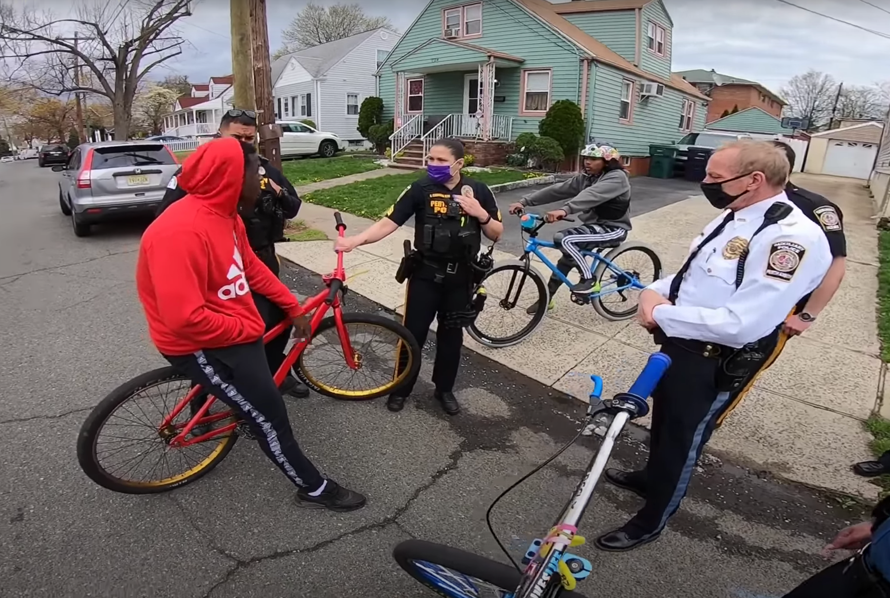 <p>Police arrested a Black teenager and confiscated four of his friends’ bicycles in Perth Amboy, New Jersey</p>