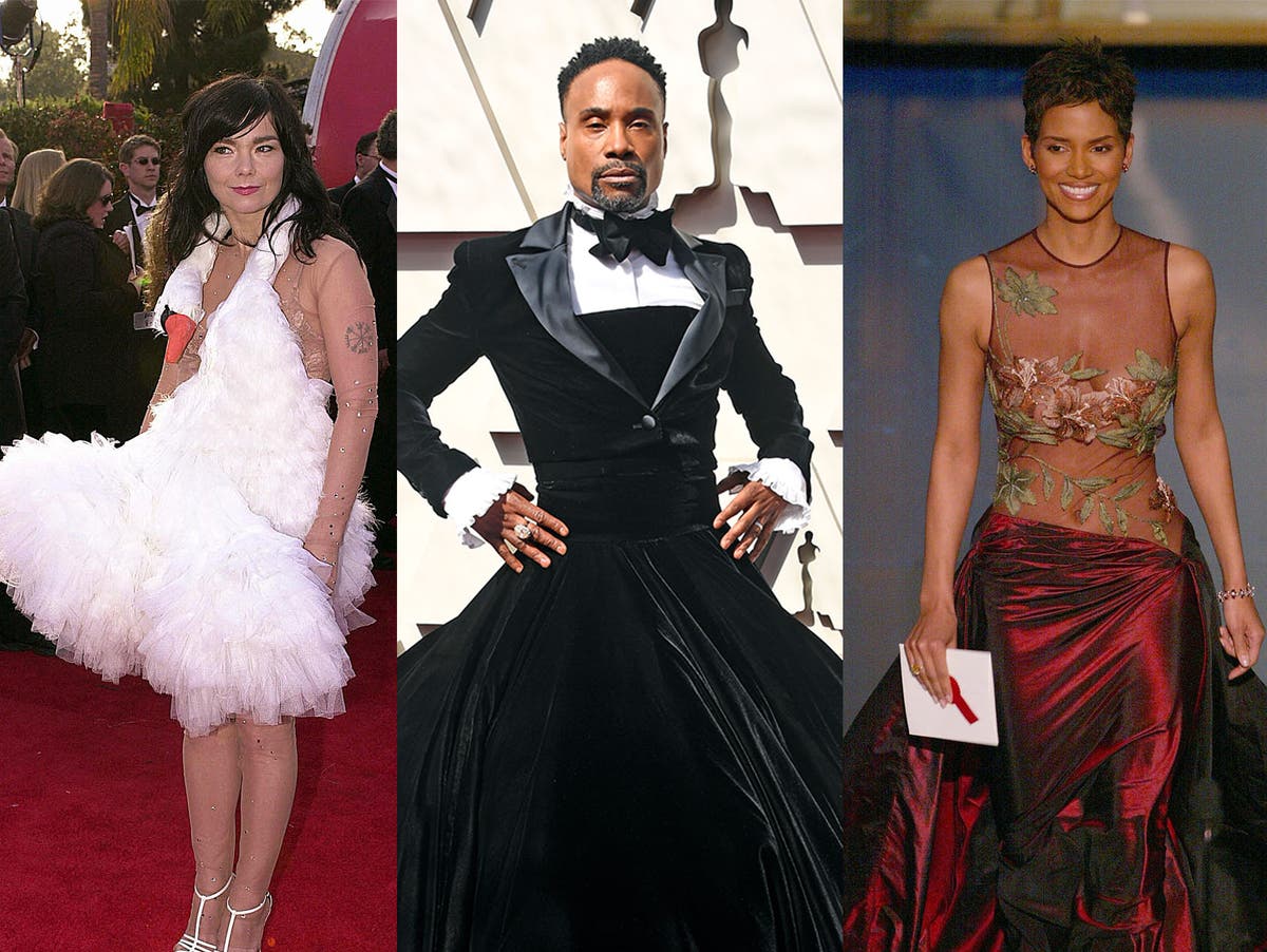 Swans, backless suits and a tuxedo dress: The most groundbreaking Oscars outfits of all time