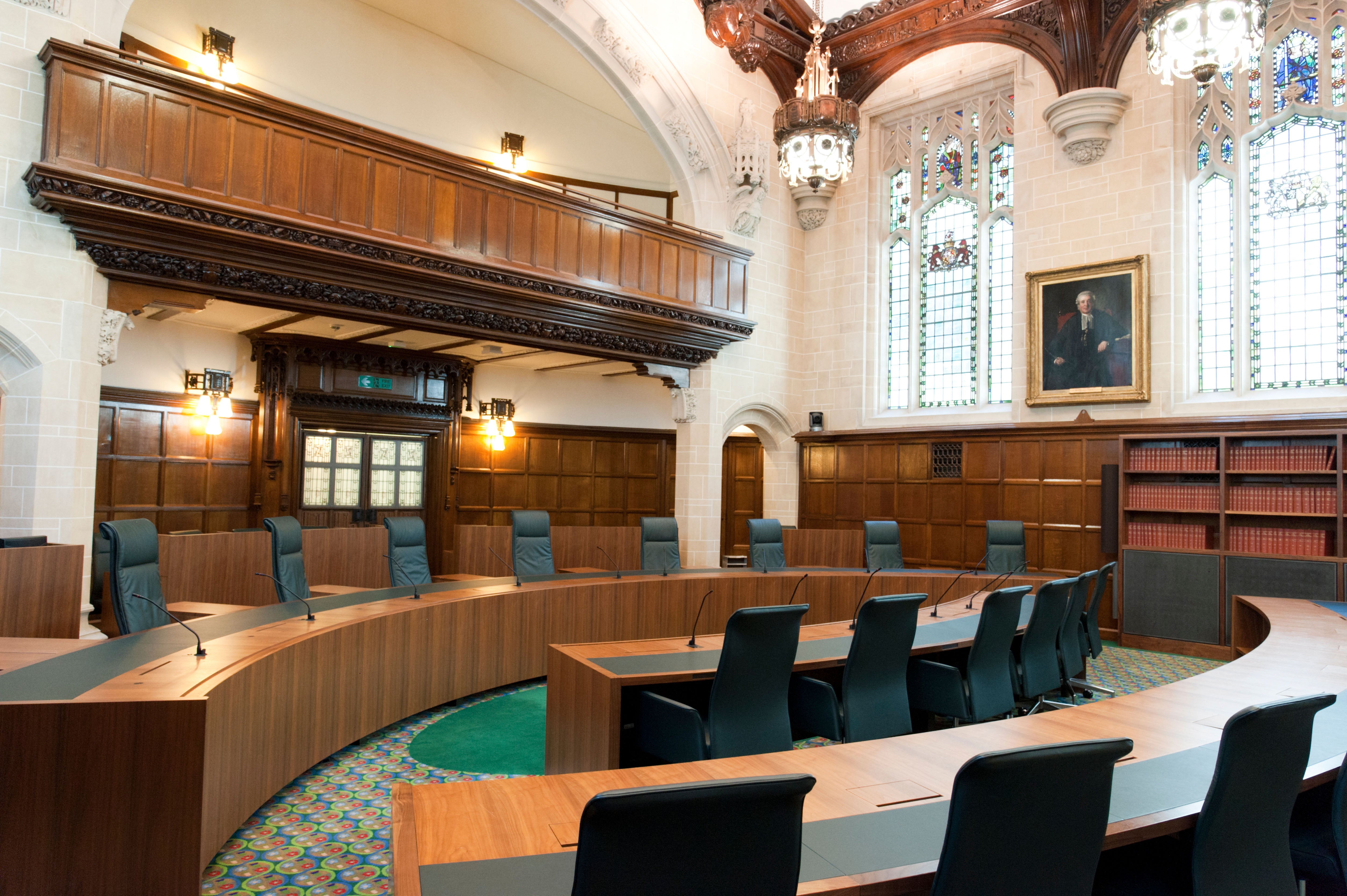 Courtroom 1 of The Supreme Court of the United Kingdom, London, UK