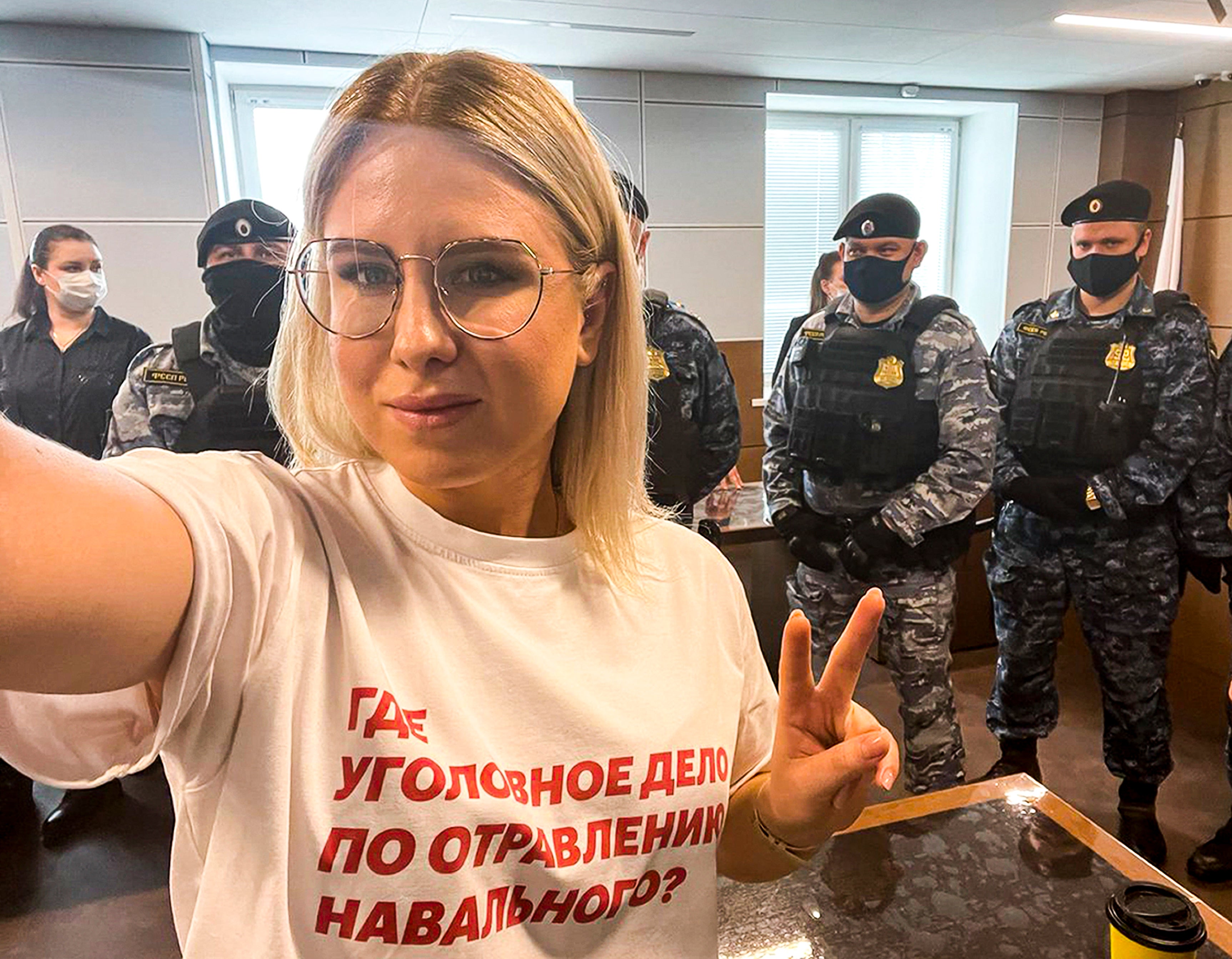 Russian opposition activist Lyubov Sobol was arrested in Moscow on Wednesday
