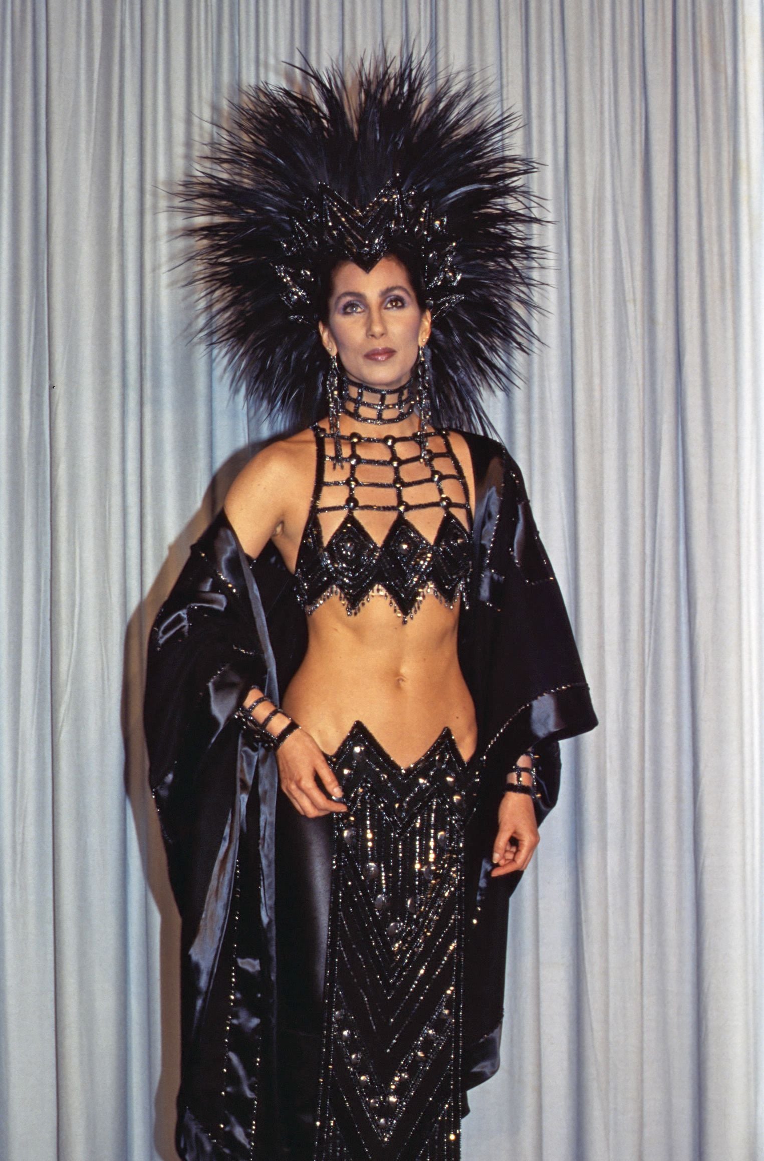 Cher in 1986, wearing an outfit by Bob Mackie