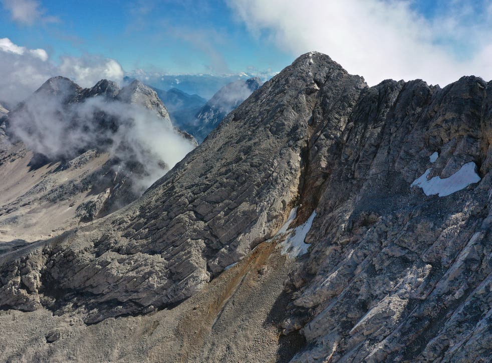 The southern face of the disappearing Schneeferner glacier near Garmisch-Partenkirchen, Germany
