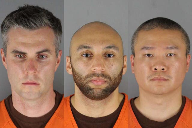<p>Former Minneapolis police officers (from left) Thomas Lane, J Alexander Keung and Tou Thao will face trial in August for their role in aiding and abetting Derek Chauvin in the murder of George Floyd</p>