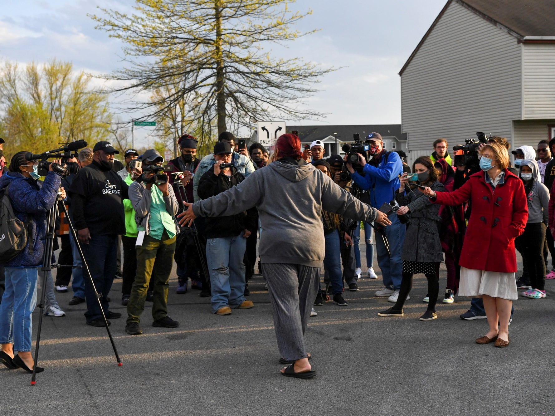 Hazel Bryant talks to the media after her niece Ma’Khia Bryant was fatally shot by a police officer in Columbus, Ohio on April 20, 2021. 