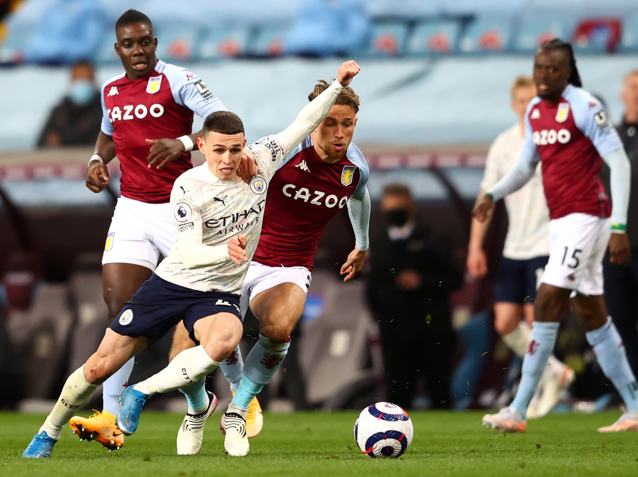 Midfielder Phil Foden on the ball for Manchester City