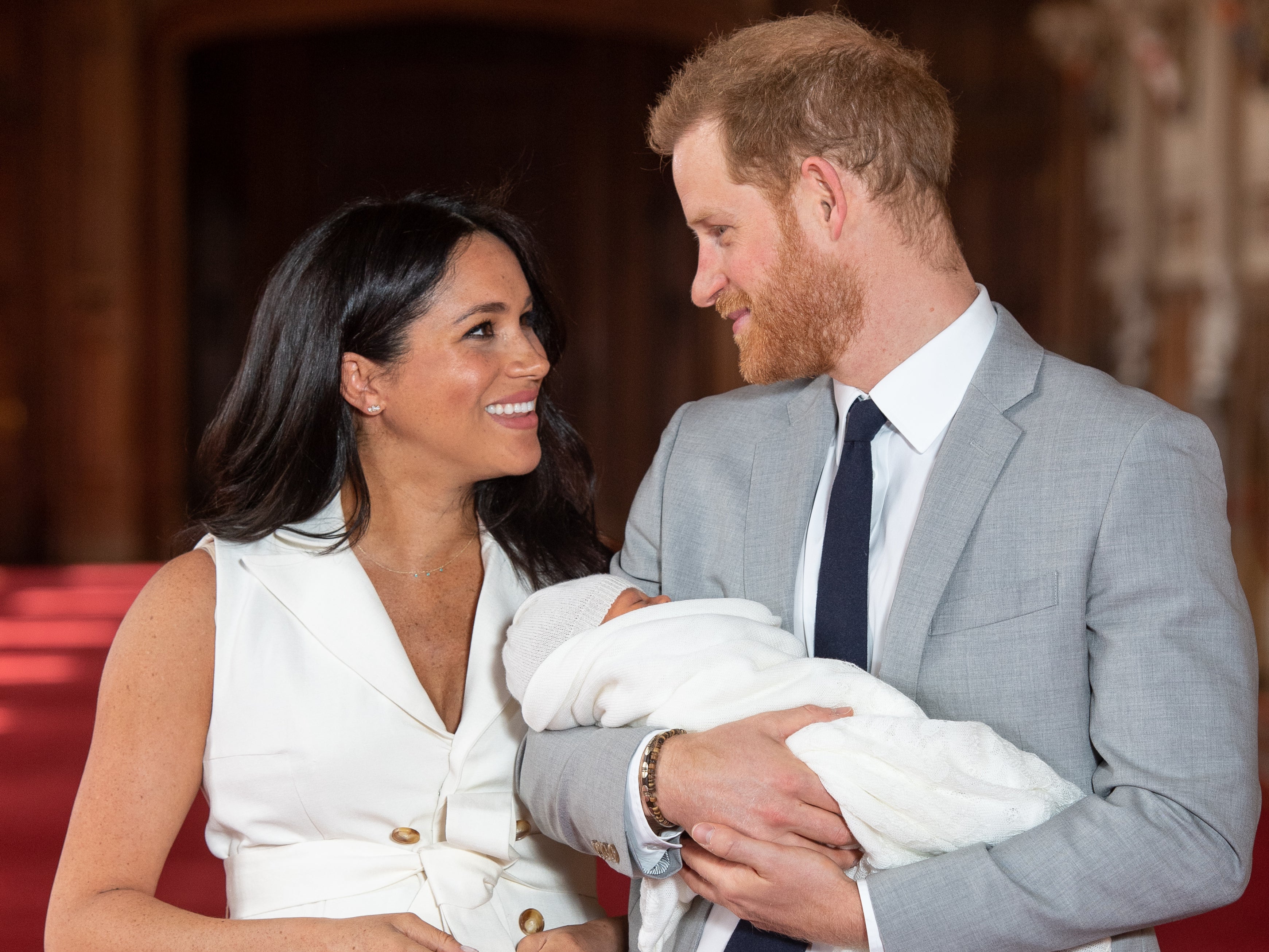 The Duke and Duchess of Sussex pose with their first child, Archie, in May 2019
