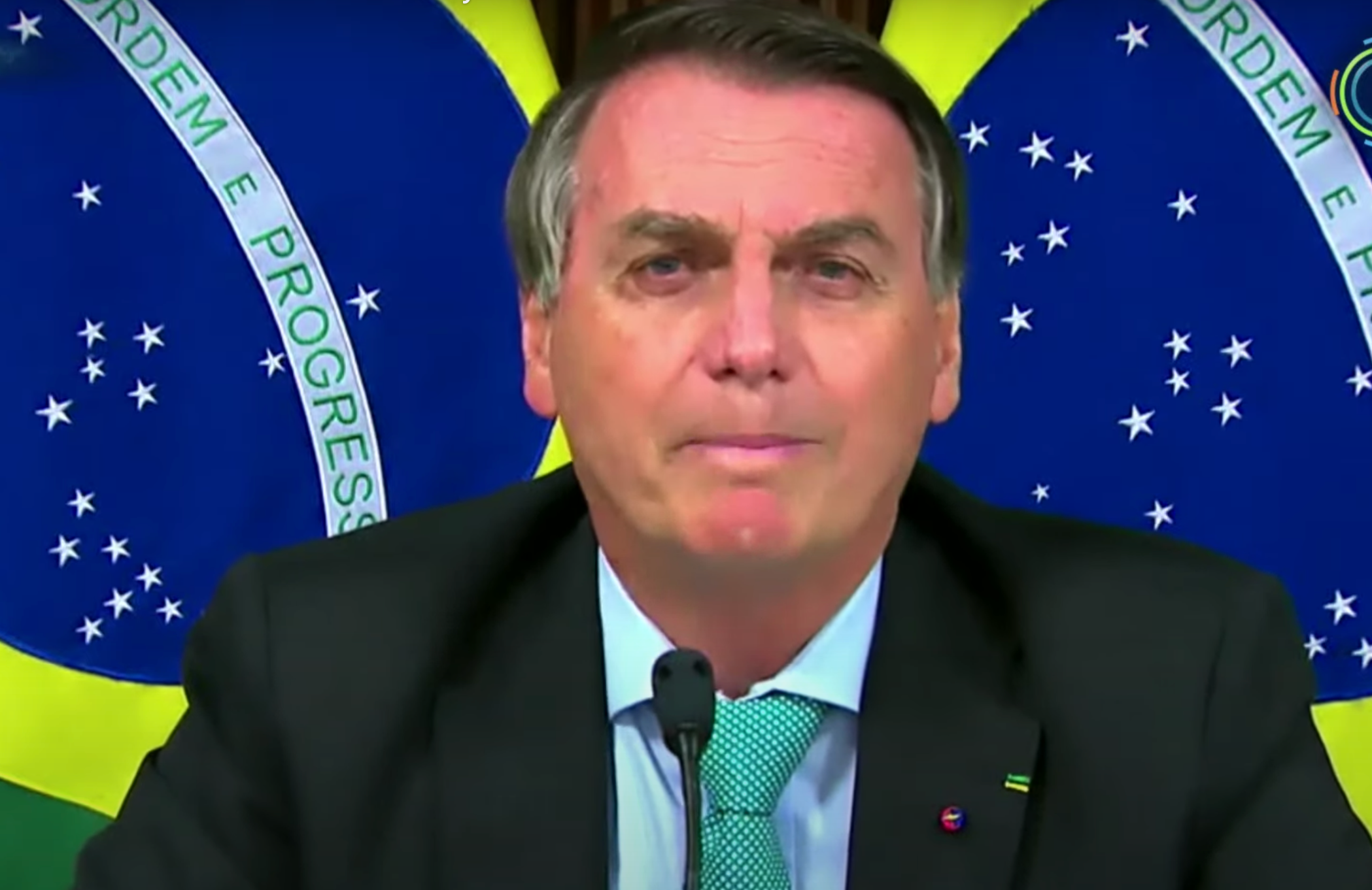 Brazil’s president Jair Bolsonaro speaks at the White House climate summit on Earth Day