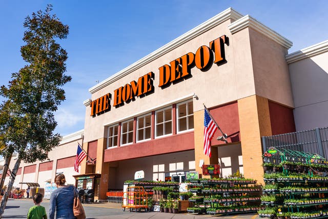 <p>Feb 19, 2020 San Mateo / CA / USA - People shopping at Home Depot in San Francisco bay area; The Home Depot, Inc. is the largest home improvement retailer in the USA</p>