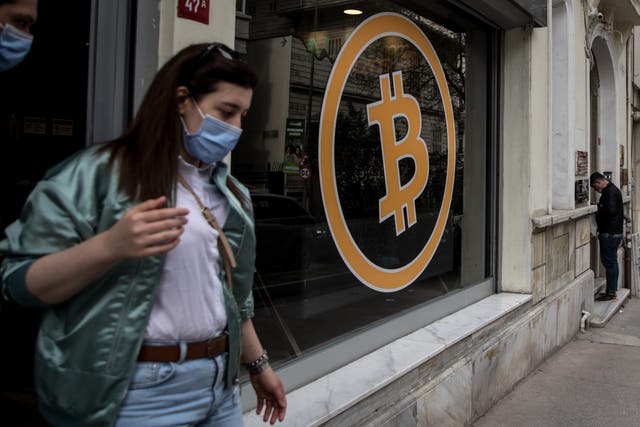 People leaving a cryptocurrency exchange office, Istanbul, Turkey