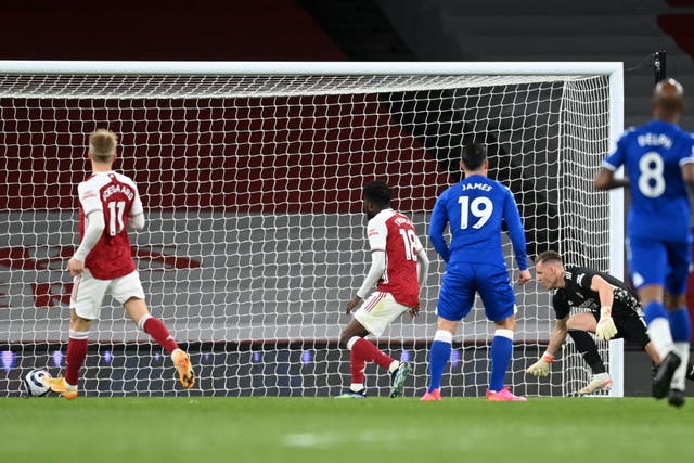 Bernd Leno, right, watches his own goal cross the line