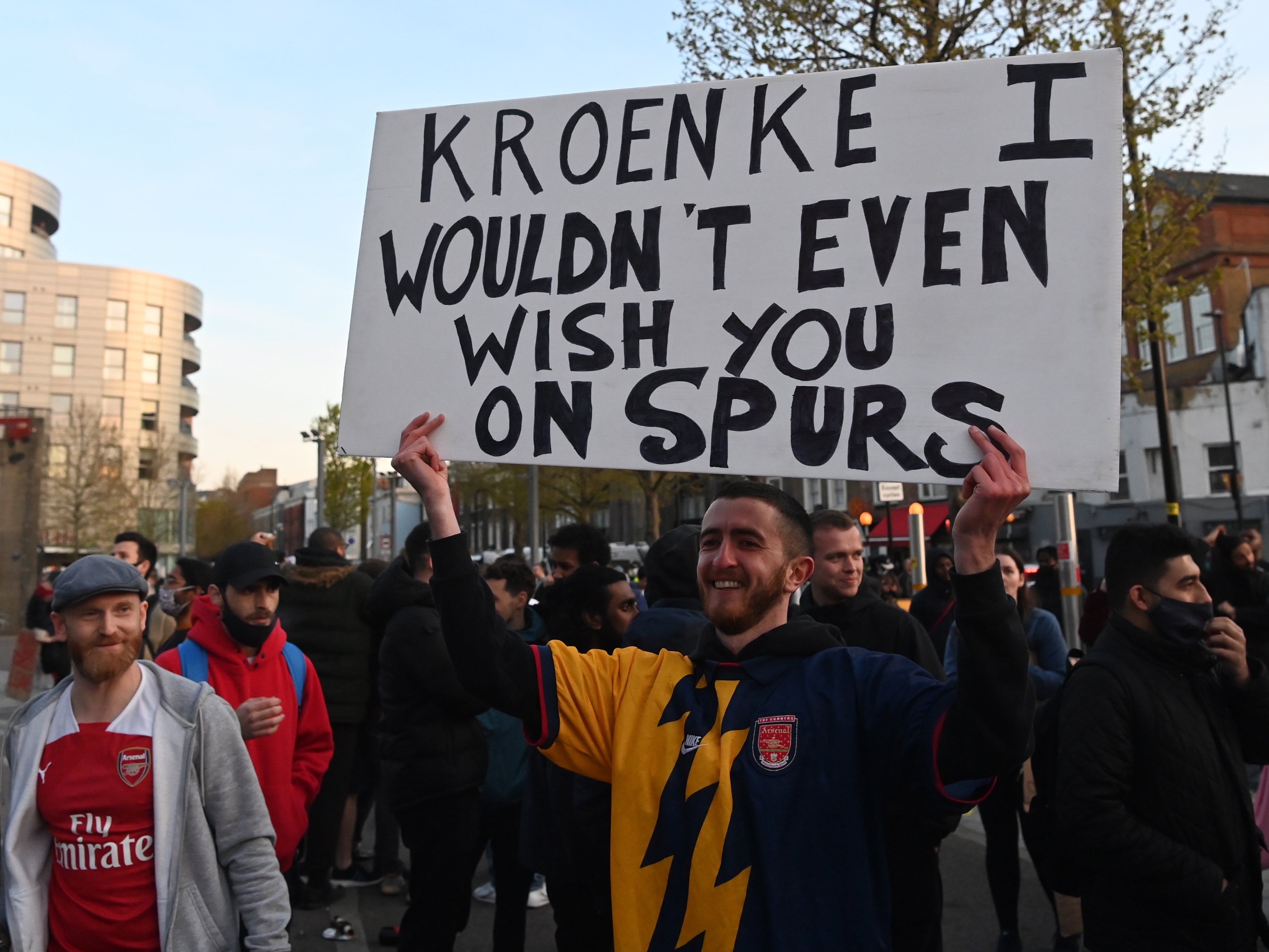 Arsenal fans protest against owner Stan Kroenke