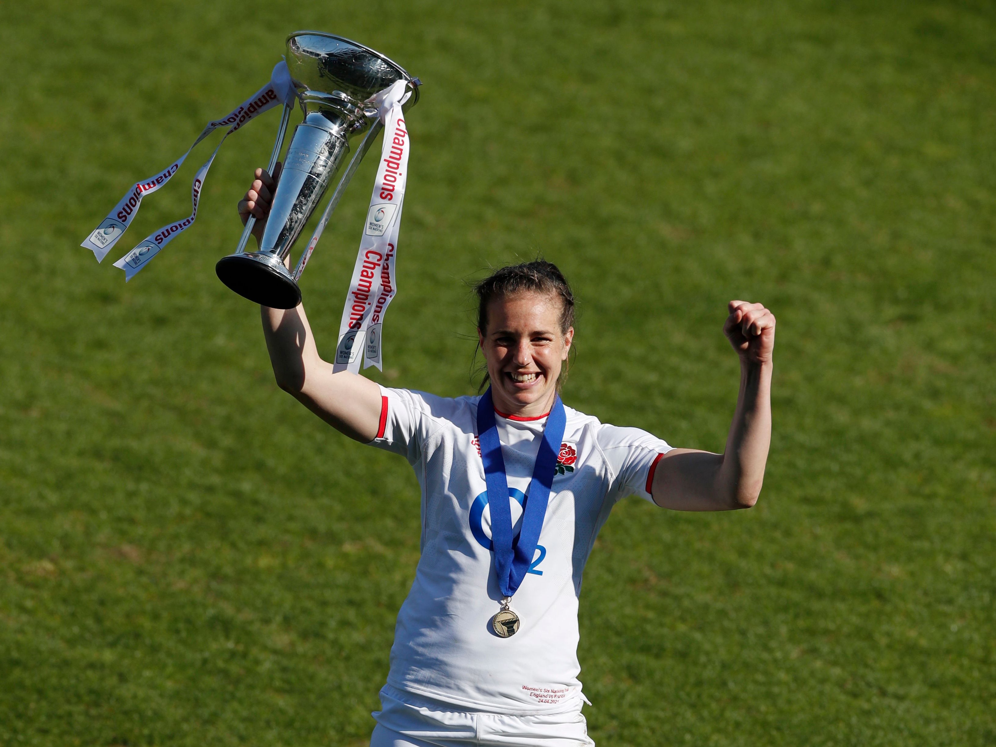 England's Emily Scarratt celebrates