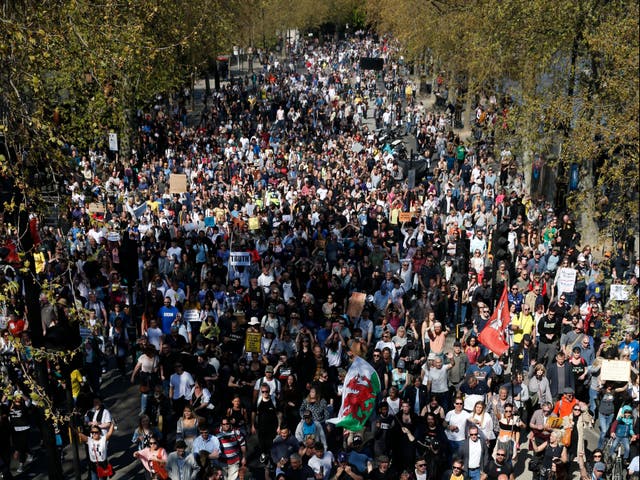 Crowds gathered in London to protest against lockdown restrictions