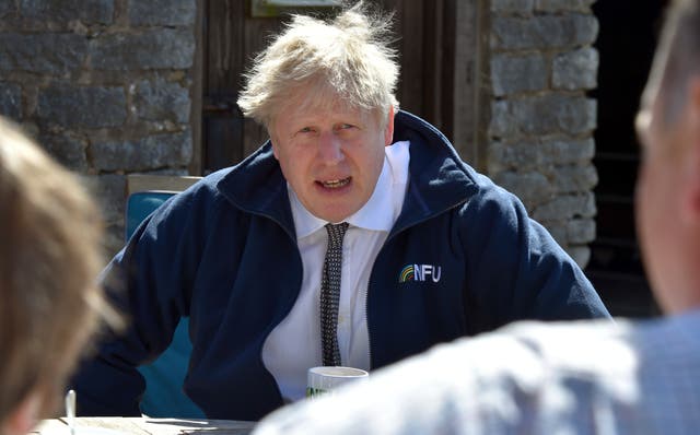 Boris Johnson visits Moor Farm in Stoney Middleton, England