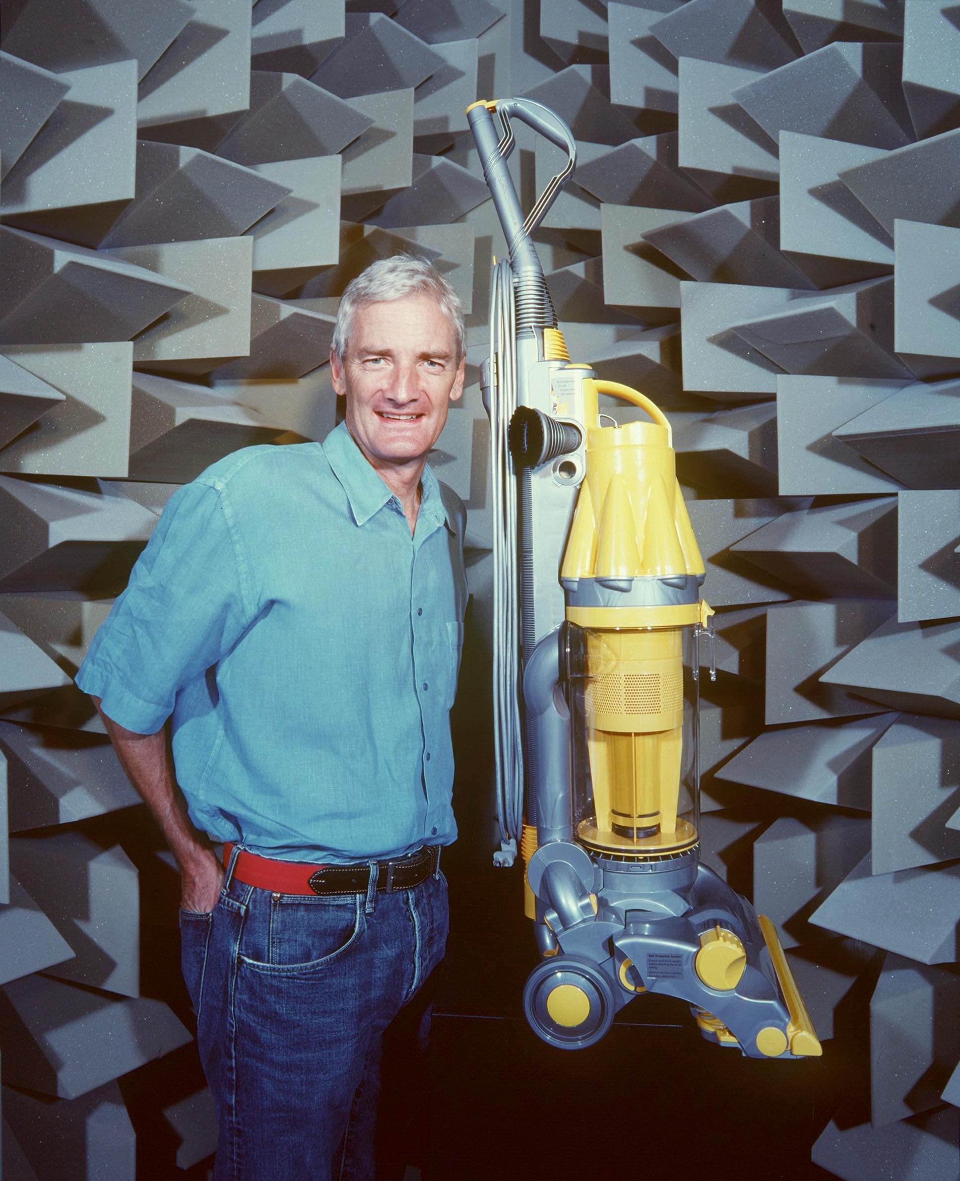 Dyson with one of his vacuum cleaners in 2002