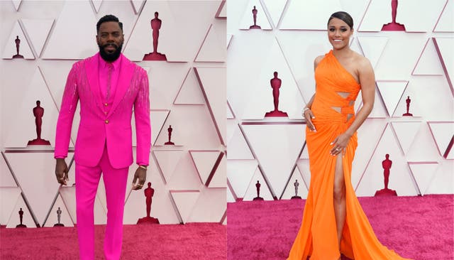 Composite pic of Colman Domingo and Ariana DeBose on the red carpet at the Oscars