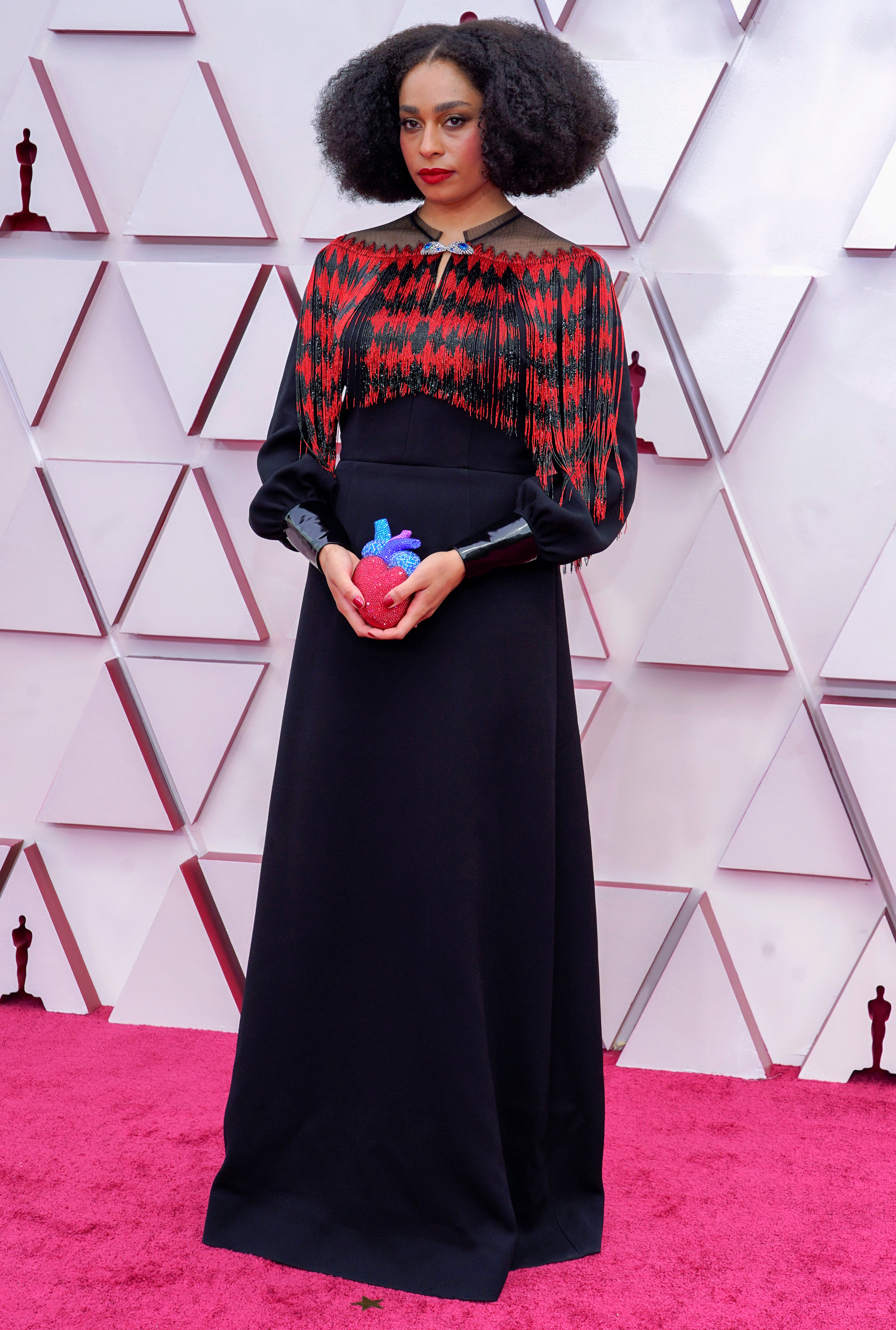 Celeste Waite attends the 2021 Oscars in Gucci