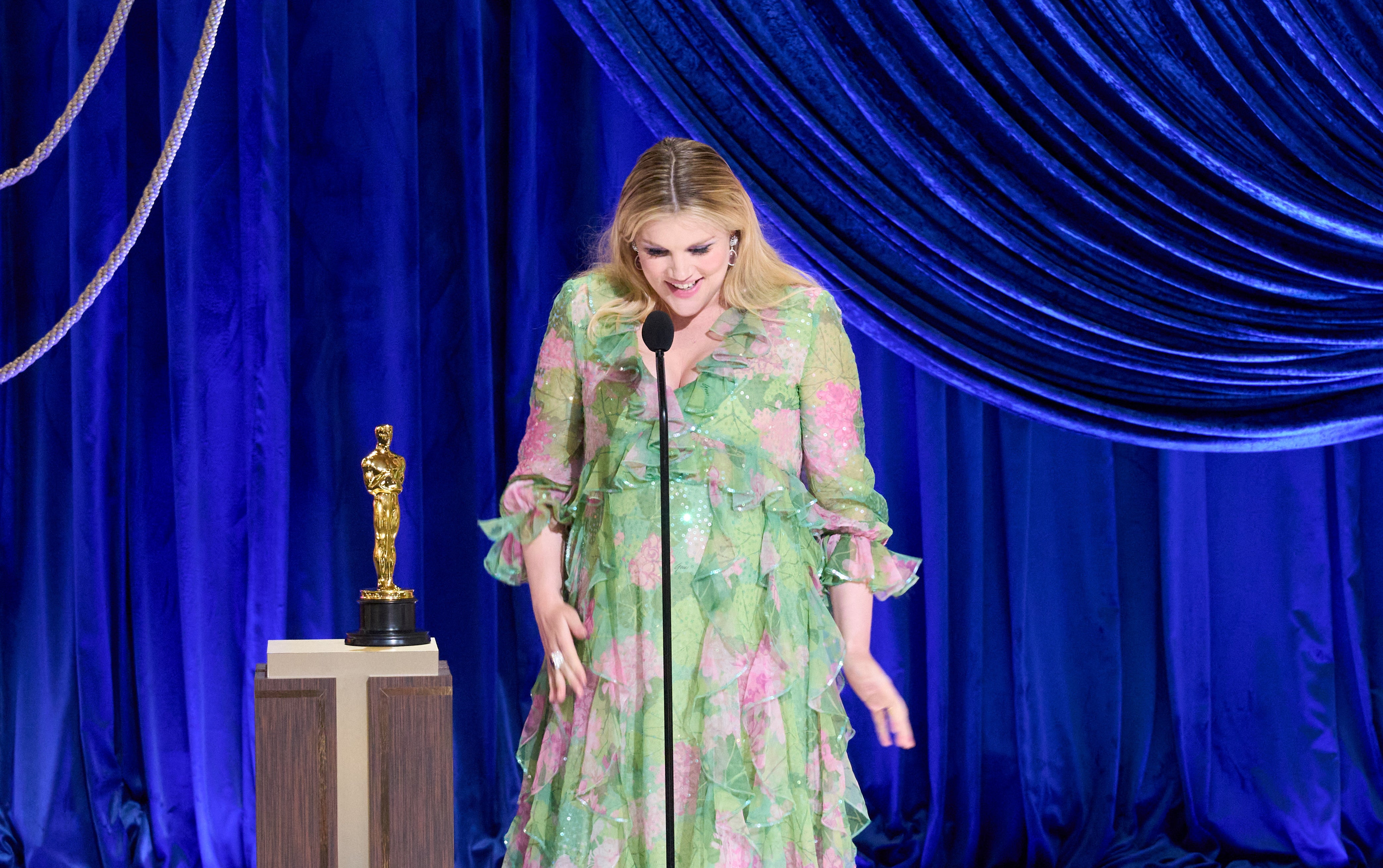 Emerald Fennell accepts the Oscar for Original Screenplay