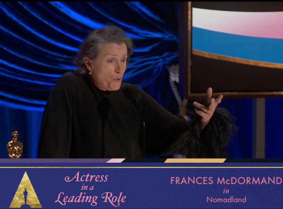 <p>Frances McDormand speaks after winning Best Actress</p>