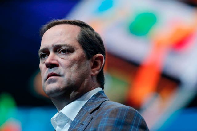 Cisco Systems chief executive officer Chuck Robbins delivers a keynote speech at the Mobile World Congress (MWC) in Barcelona