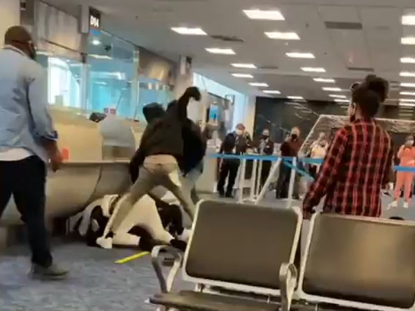 Passengers began fighting in the waiting area