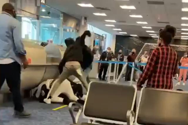 Passengers began fighting in the waiting area