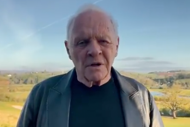 <p>The Welsh landscape is the stage for Anthony Hopkins’s pandemic  ‘acceptance speech’ on Monday</p>