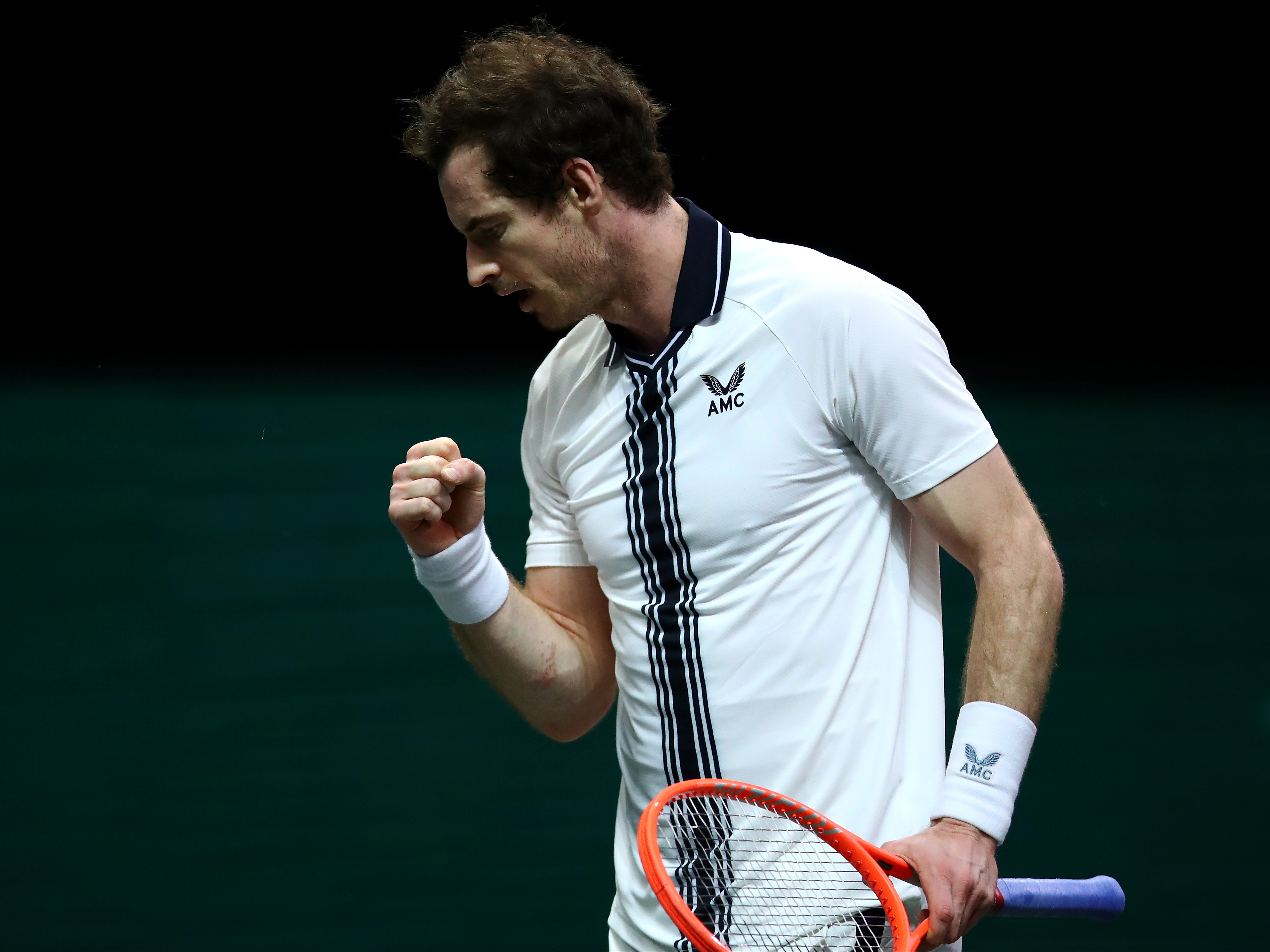 Andy Murray reacts to a won point