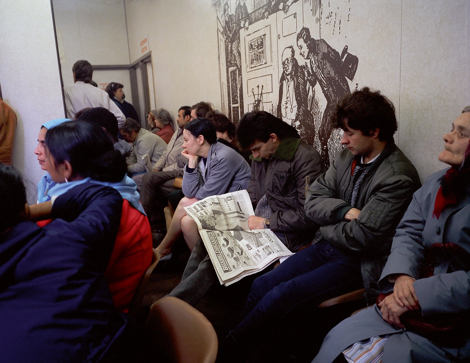 Man Reading Paper, Bloomsbury DHSS, Central London, 1985