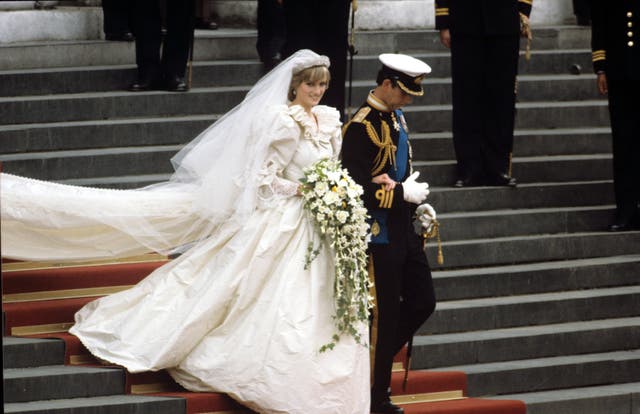 Princess Diana and Prince Charles on their wedding day in July 1981